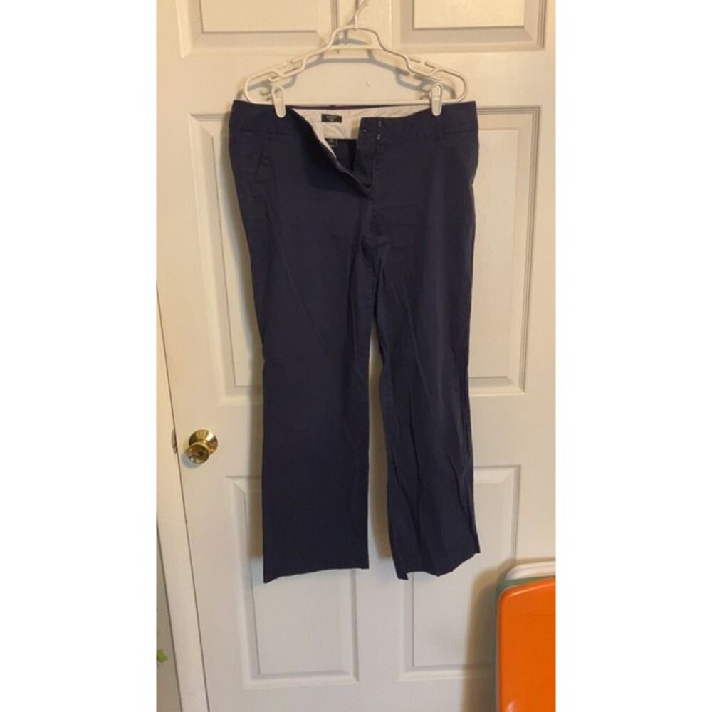 J.Crew City Fit Stretch Pants Women's Size 14R Navy Blue Straight Leg Chino